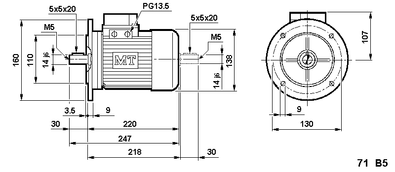 71 frame dimensions from TVT America Metric Motors